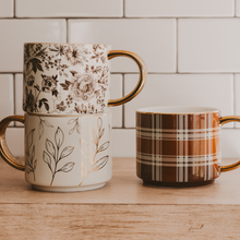 Load image into Gallery viewer, *NEW* Brown Plaid Coffee Mug - Fall Decor &amp; Gifts
