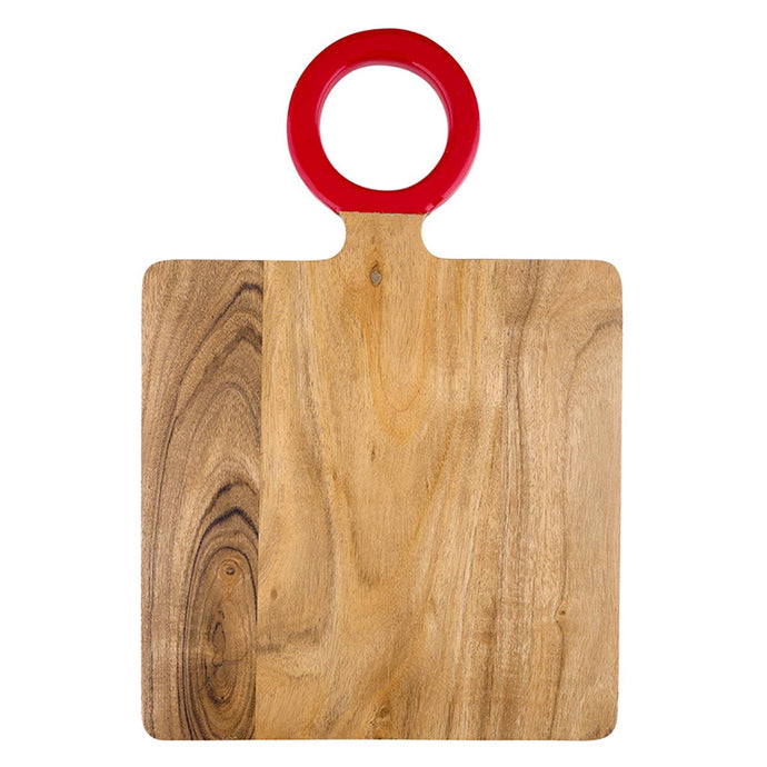 Wood Board with Enamel Handle - Small - Red