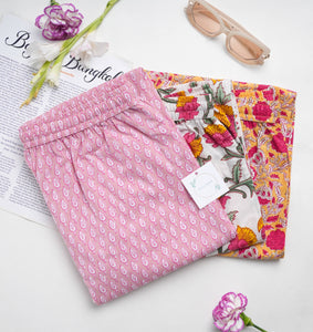 Cotton Pajama Pants Women - Floral Whispers