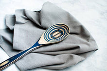 Load image into Gallery viewer, 12" Blue Pakka Wood Slotted Spoon
