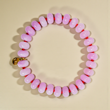 Load image into Gallery viewer, Rose Pink Quartz Rondelle Gemstone Beaded Bracelet
