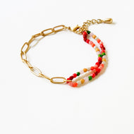 Bead and gold chain bracelet, Fall, Paperclip bracelet