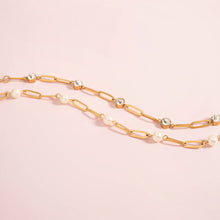 Load image into Gallery viewer, 18K Gold PVD Station Stone Stone Paperclip Chain Bracelet

