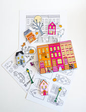 Load image into Gallery viewer, Color-Your-Own Halloween Village - DIY, Halloween Craft
