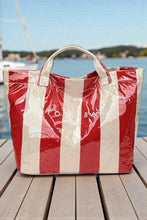 Load image into Gallery viewer, Red and Beige Striped TOTE BAG
