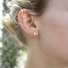Load image into Gallery viewer, 18K Gold PVD Stainless Steel White Heart Stud Earrings
