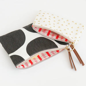 big spot/hearts canvas pouch duo