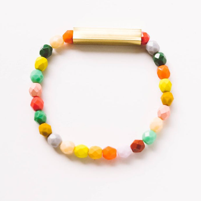 mixed bead & brass bracelet