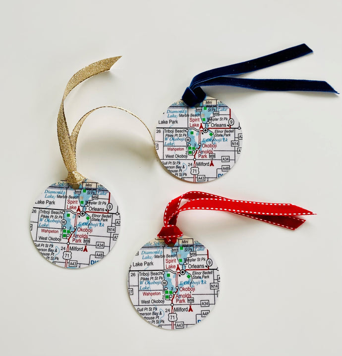 okoboji map christmas ornament